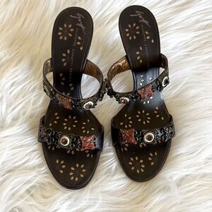 Giuseppe Zanotti Brown Embellished Sandals